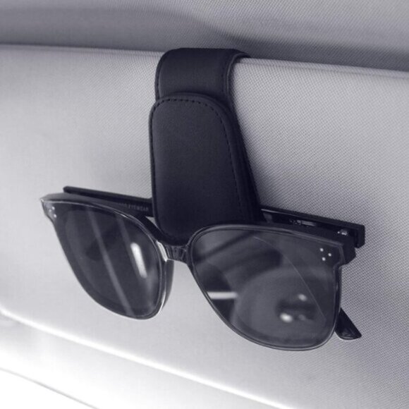 Sunglass Holder for Car Visor Magnetic Leather Sunglasses Visor Clip - Picture 2 of 8